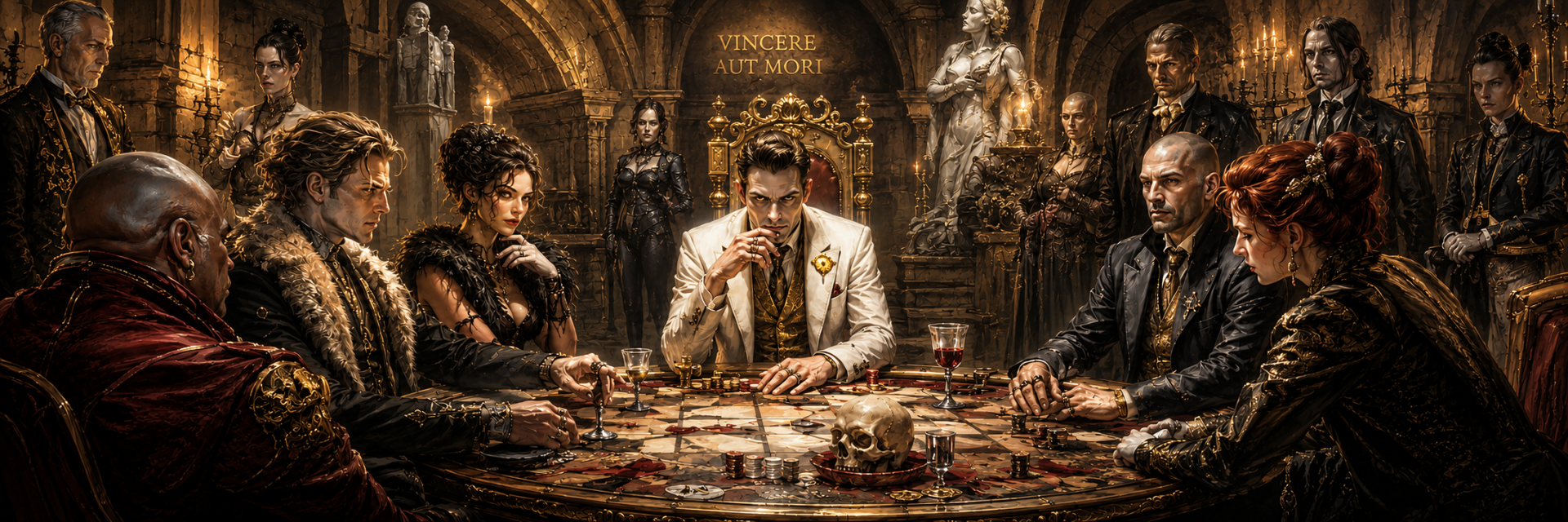 A nocturnal gathering around a candlelit table
